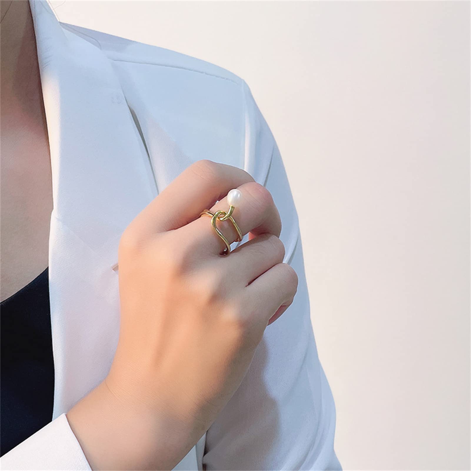 Amazon.co.jp: 韓国風S925シルバーパールリングレディースファッション